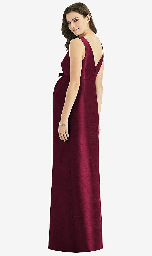 Back View - Cabernet Sleeveless Satin Twill Maternity Dress