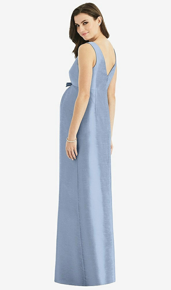 Back View - Cloudy Sleeveless Satin Twill Maternity Dress