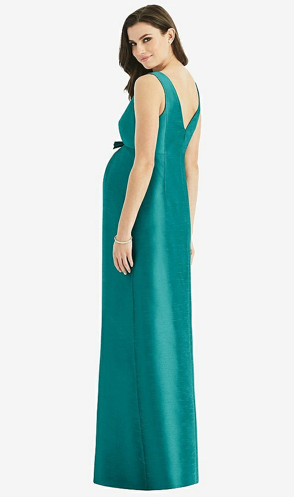 Back View - Jade Sleeveless Satin Twill Maternity Dress