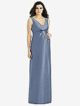 Front View Thumbnail - Larkspur Blue Sleeveless Satin Twill Maternity Dress