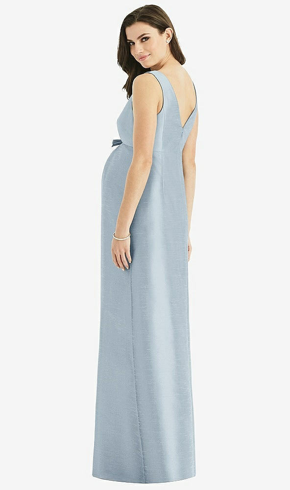 Back View - Mist Sleeveless Satin Twill Maternity Dress