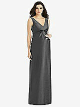 Front View Thumbnail - Pewter Sleeveless Satin Twill Maternity Dress