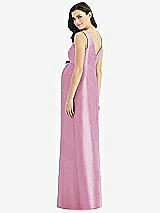 Rear View Thumbnail - Powder Pink Sleeveless Satin Twill Maternity Dress