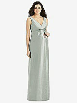 Front View Thumbnail - Willow Green Sleeveless Satin Twill Maternity Dress