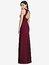 Rear View Thumbnail - Cabernet Diamond Cutout Back Trumpet Gown with Front Slit