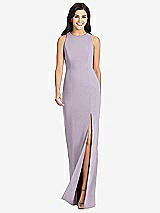 Front View Thumbnail - Lilac Haze Diamond Cutout Back Trumpet Gown with Front Slit