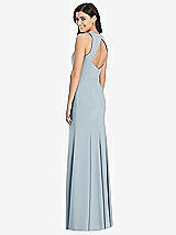 Rear View Thumbnail - Mist Diamond Cutout Back Trumpet Gown with Front Slit