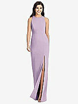 Front View Thumbnail - Pale Purple Diamond Cutout Back Trumpet Gown with Front Slit