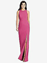 Front View Thumbnail - Tea Rose Diamond Cutout Back Trumpet Gown with Front Slit