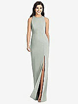 Front View Thumbnail - Willow Green Diamond Cutout Back Trumpet Gown with Front Slit