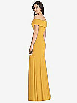 Rear View Thumbnail - NYC Yellow Cuffed Off-the-Shoulder Trumpet Gown