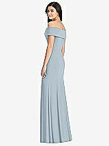 Rear View Thumbnail - Mist Cuffed Off-the-Shoulder Trumpet Gown