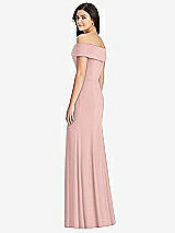 Rear View Thumbnail - Rose - PANTONE Rose Quartz Cuffed Off-the-Shoulder Trumpet Gown