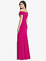 Rear View Thumbnail - Think Pink Cuffed Off-the-Shoulder Trumpet Gown