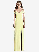 Front View Thumbnail - Butter Yellow Off-the-Shoulder Chiffon Trumpet Gown with Front Slit