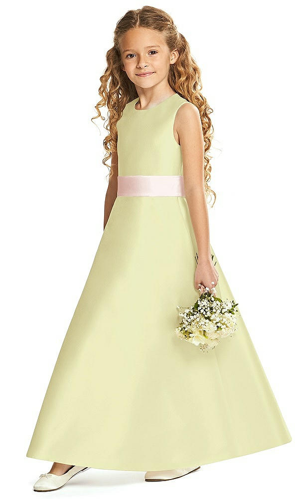 Front View - Butter Yellow & Blush Flower Girl Dress FL4062