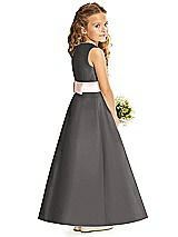 Rear View Thumbnail - Caviar Gray & Blush Flower Girl Dress FL4062