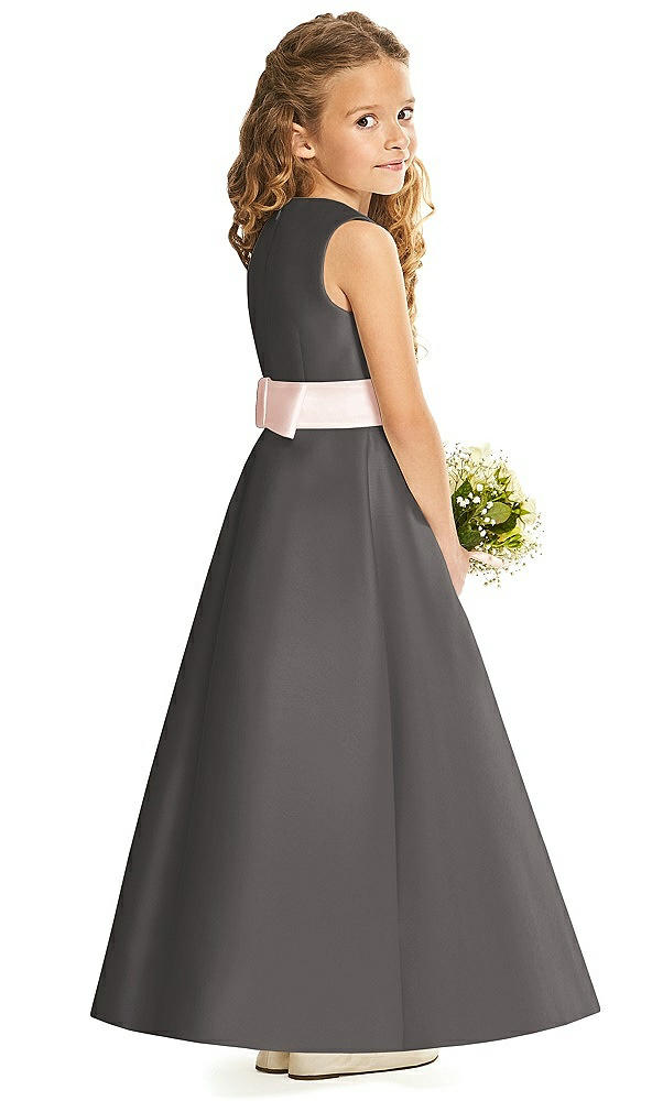 Back View - Caviar Gray & Blush Flower Girl Dress FL4062