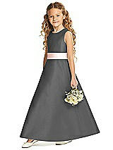 Front View Thumbnail - Gunmetal & Blush Flower Girl Dress FL4062