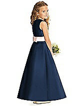 Rear View Thumbnail - Midnight Navy & Blush Flower Girl Dress FL4062