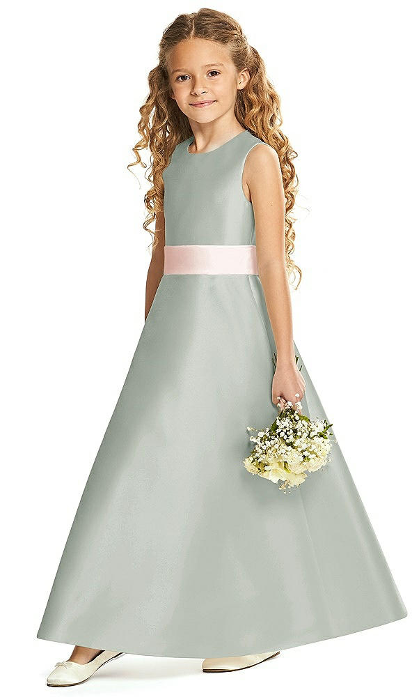 Front View - Willow Green & Blush Flower Girl Dress FL4062