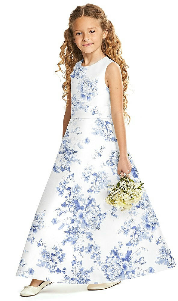 Front View - Cottage Rose Larkspur Flower Girl Dress FL4062FP