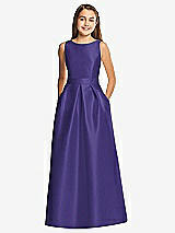 Front View Thumbnail - Grape Alfred Sung Junior Bridesmaid Style JR544