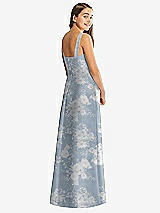 Rear View Thumbnail - Porcelain Blue Seraphina Floral Floral Bateau Neck Maxi Junior Bridesmaid Dress with Pockets