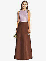 Rear View Thumbnail - Cognac & Suede Rose Alfred Sung Junior Bridesmaid Style JR545