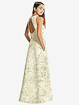 Rear View Thumbnail - Butter Yellow Floral Floral Sleeveless Open-Back Satin Junior Bridesmaid Dress