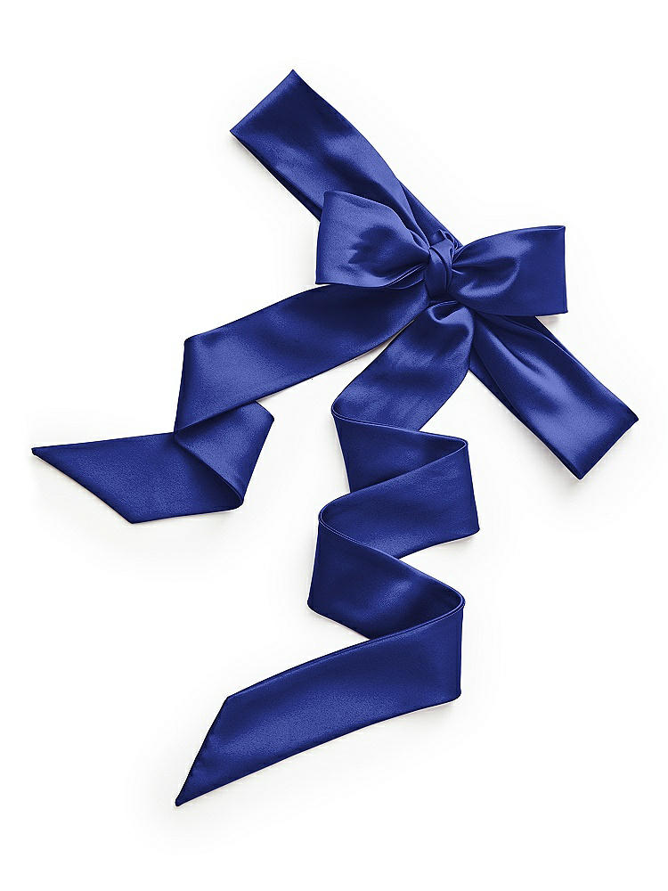 Back View - Cobalt Blue Satin Twill Flower Girl Sash