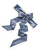 Rear View Thumbnail - Larkspur Blue Satin Twill Flower Girl Sash