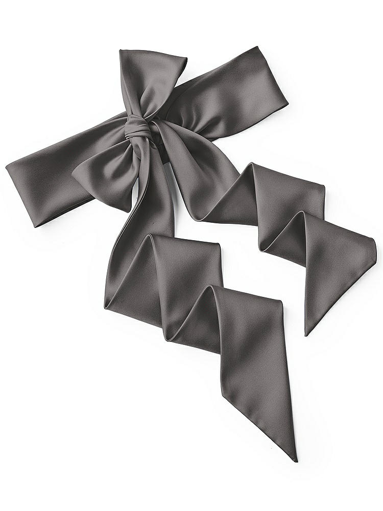 Back View - Caviar Gray Satin Twill Wedding Sash