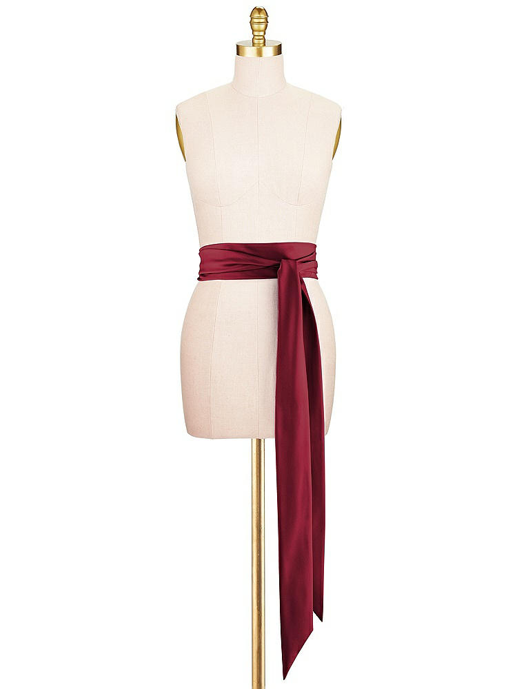 Front View - Burgundy Satin Twill Wedding Sash