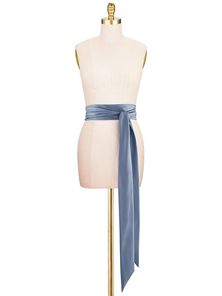 Front View - Larkspur Blue Satin Twill Wedding Sash