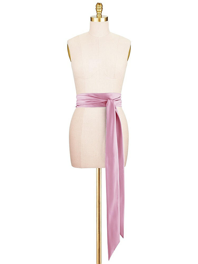 Front View - Powder Pink Satin Twill Wedding Sash