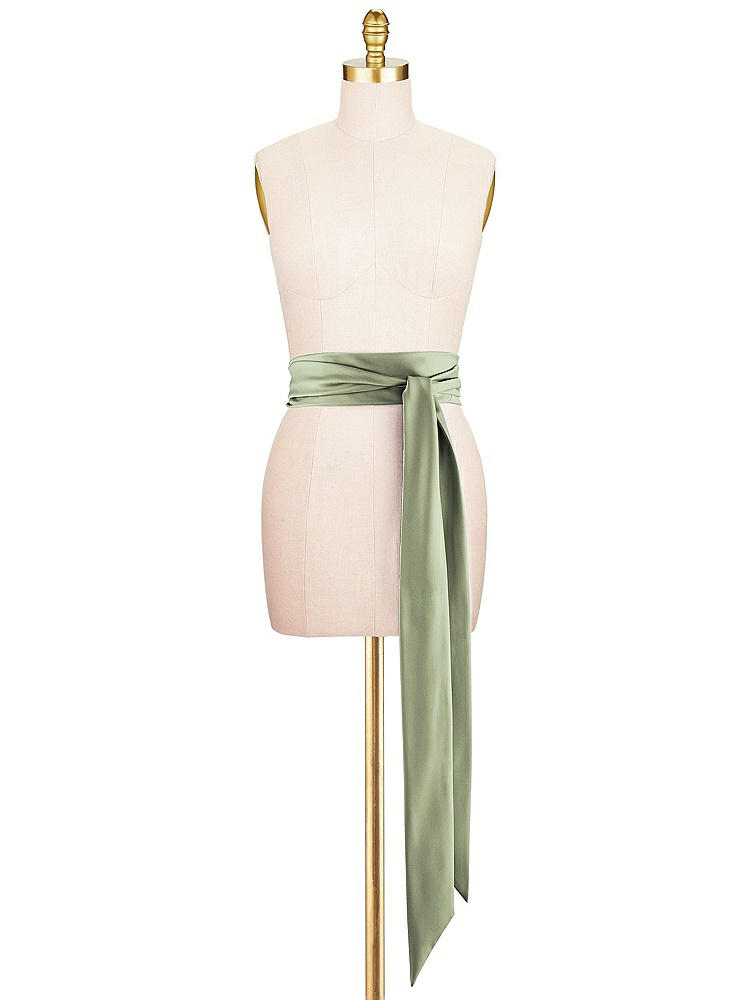 Front View - Sage Satin Twill Wedding Sash