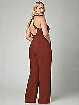 Alt View 2 Thumbnail - Auburn Moon V-Neck Backless Pleated Front Jumpsuit