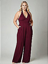 Alt View 1 Thumbnail - Cabernet V-Neck Backless Pleated Front Jumpsuit