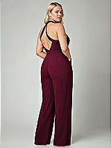 Alt View 2 Thumbnail - Cabernet V-Neck Backless Pleated Front Jumpsuit