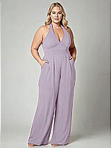 Alt View 1 Thumbnail - Lilac Haze V-Neck Backless Pleated Front Jumpsuit