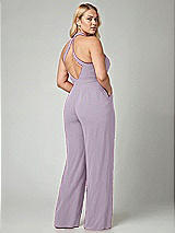 Alt View 2 Thumbnail - Lilac Haze V-Neck Backless Pleated Front Jumpsuit