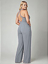 Alt View 2 Thumbnail - Platinum V-Neck Backless Pleated Front Jumpsuit