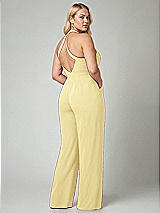 Alt View 2 Thumbnail - Pale Yellow V-Neck Backless Pleated Front Jumpsuit