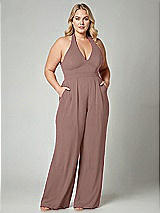 Alt View 1 Thumbnail - Sienna V-Neck Backless Pleated Front Jumpsuit