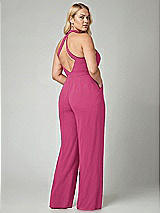 Alt View 2 Thumbnail - Tea Rose V-Neck Backless Pleated Front Jumpsuit