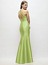 Alt View 3 Thumbnail - Mojito V-Neck Halter Satin Trumpet Gown