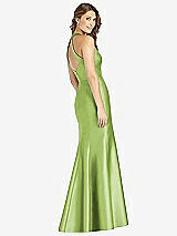 Rear View Thumbnail - Mojito V-Neck Halter Satin Trumpet Gown