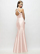 Alt View 3 Thumbnail - Blush V-Neck Halter Satin Trumpet Gown