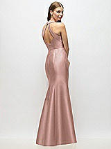 Alt View 3 Thumbnail - Neu Nude V-Neck Halter Satin Trumpet Gown